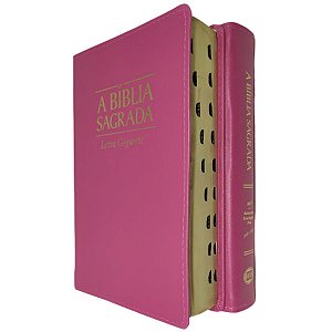 Bíblia Sagrada Letra Gigante Média Índice Lateral Sem Harpa - Pink