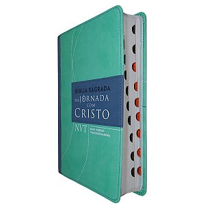 Bíblia NVT Na Jornada Com Cristo Índice Lateral Capa Verde