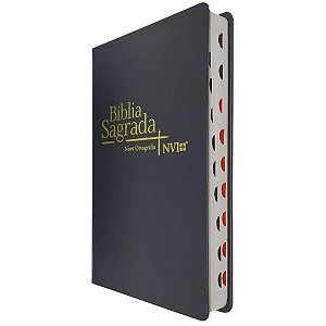 Bíblia NVI Média Com Índice Lateral Capa Dura Semi Luxo Preta