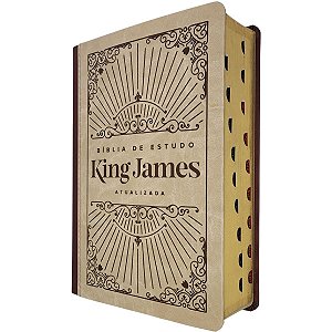 Bíblia de Estudo King James Atualizada Índice Capa Luxo Bordô e Bege