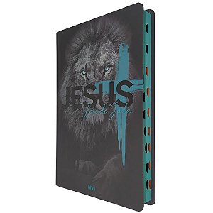 Bíblia Sagrada Leão de Judá Lateral Azul NVI - Pão Diário