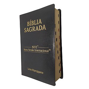 Bíblia NVI Capa Luxo Coverbook Preta Letra Hipergigante Índice Lateral - CPP