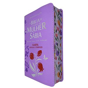 Bíblia Estudo Mulher Sábia Capa Luxo Lílas Índice Harpa CPP
