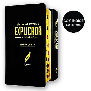 Bíblia De Estudo Explicada Média Preta Índice Com Harpa