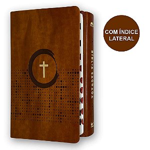 Bíblia Sagrada NVI Slim Marrom Cruz Com Índice | Vida