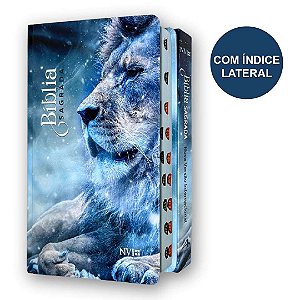Bíblia Sagrada Leão Azul Com Índice NVI Capa Dura Art Gospel