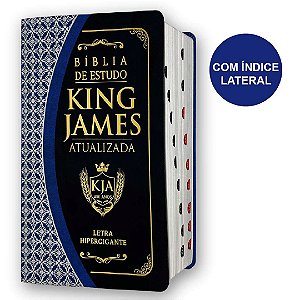 Bíblia de Estudo King James Azul Preto Letra Gigante Índice