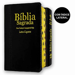 Bíblia Sagrada Letra Gigante Índice Bicolor Preta NTLH Sbb