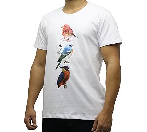 Camiseta estampada branca/pássaros