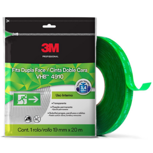 FITA DUPLA FACE TRANSP VHB 4910 19X33MM S/ EMBALAGEM - 3M
