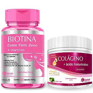 Combo Pele Cabelos e Unhas: Colágeno Verisol c/ Hialurônico e Biotina 30 doses