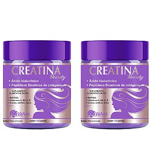 Kit 2x Creatina Beauty + Colágeno Verisol + Hialurônico + Biotina 140g