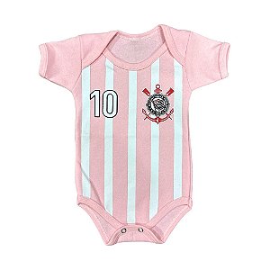 Body de bebê Corinthians (Rosa/Branco)