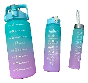 Kit 3 Garrafas De Água Com Frases Motivacionais Até 2L Colorida