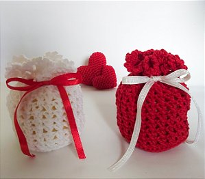 Saquinho Presente Crochê para 2 sabonetes