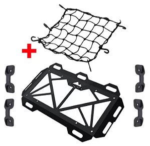 Grelha grande + Rede elástica para baú de moto 45x26cm com 4 GANCHOS