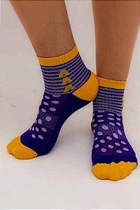 Meia Fastpace-Listra Rápida Roxa com Amarelo 34/39
