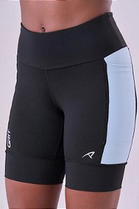 Bermuda Grit Bossa 3 Bolsos 18cm-Preto/Azul Céu