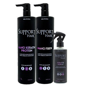 Kit Obliphica Support Hair Nano Fiber 1L, Nano Protein 1L e Keratin Hidrat