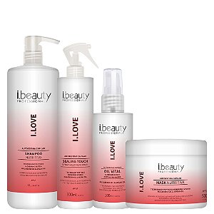 Kit i.beauty i.love Shampoo 1L, Spray 300ml, Oil 100ml e Máscara 500g