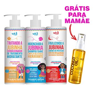 Kit Widi Care Jubinha Infantil Shampoo, Condicionador, Creme de Pentear Pesadinho