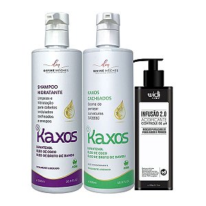 Kit Divine Mèches Kaxos Shampoo Creme Cacheado + Acidificante Widi