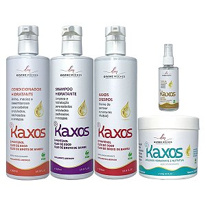 Kit Kaxos Shampoo Condicionador Creme Crespos Óleo Máscara Divine Mèches