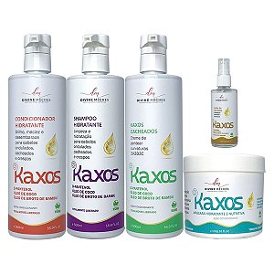 Kit Kaxos Shampoo Condicionador Creme Cacheado Óleo Máscara  Divine Mèches