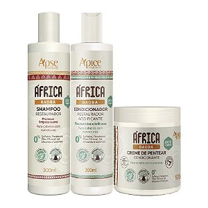 Kit Ápice Cosméticos África Baobá Shampoo, Condicionador e Creme 500g
