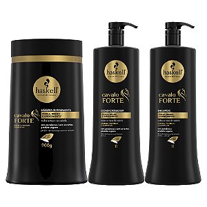 Kit Haskell Cavalo Forte Shampoo Condicionador Máscara 900g