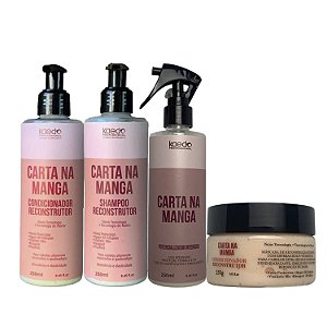 Kit Kaedo Professional Carta na Manga Shampoo, Condicionador, Potencializador, Máscara