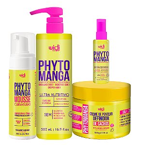 Kit Widi Care PhytoManga Curvas Shampoo, Creme p/Cachos, Mousse e Reparador