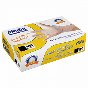 Luva Vinil sem Pó Tam P Medix cx 100