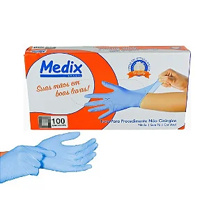 Luva Nitrílica AMG sem Pó Azul Tam M Medix cx 100