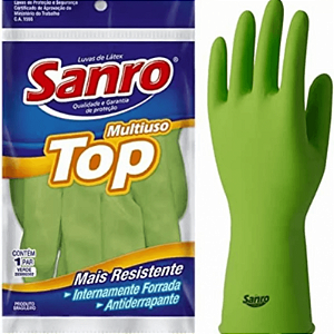 Luva Látex Limpeza Tam P Sanro Verde par