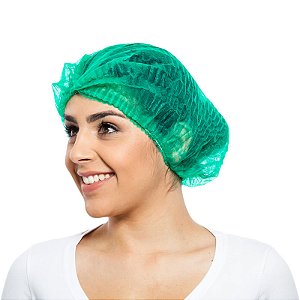 Touca Sanfonada Verde Descartável c/ Elástico 100un