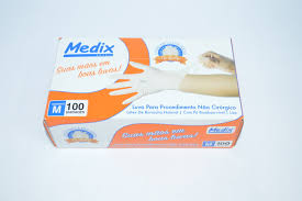 Luva Látex sem Pó Tam M uso Médico Medix cx 100