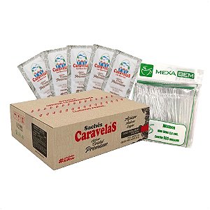 Kit 500 Açúcar Sache 5g e 500 Mexedor 8,5cm de Café Chá