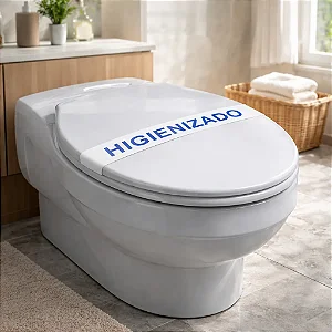 500 Faixa Sanitária Higienizado Azul Sinalizar Motel Hotel Branco