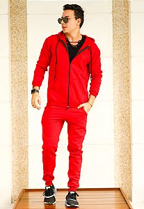 Conjunto Moletom Ziper Vermelho