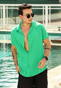 Camisa Viscose Verde Folha