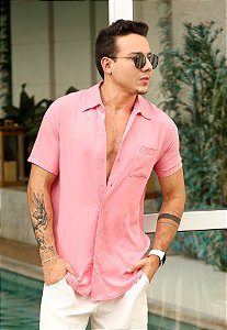 Camisa Viscose Bolso Rosa