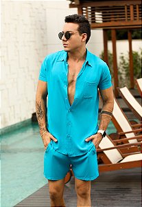 Conjunto Viscose Bolso Azul