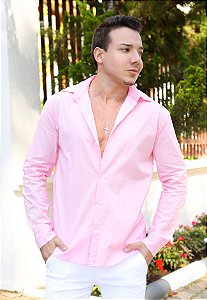Camisa Tricoline Rosa 