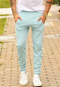 Calça Moletom Zíper Azul