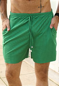 Shorts Canelado Verde Bandeira