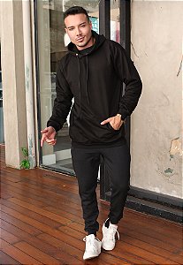 Conjunto Moletom Canguru Preto