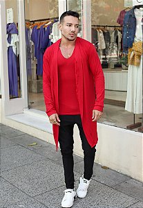Conjunto Cardigan + Blusa Vermelha