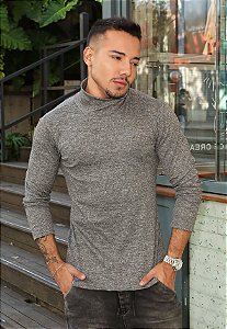 Blusa Gola Alta Canelada Cinza