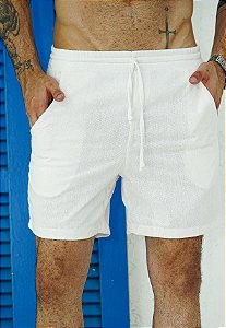 Shorts Masculino Linho Off White